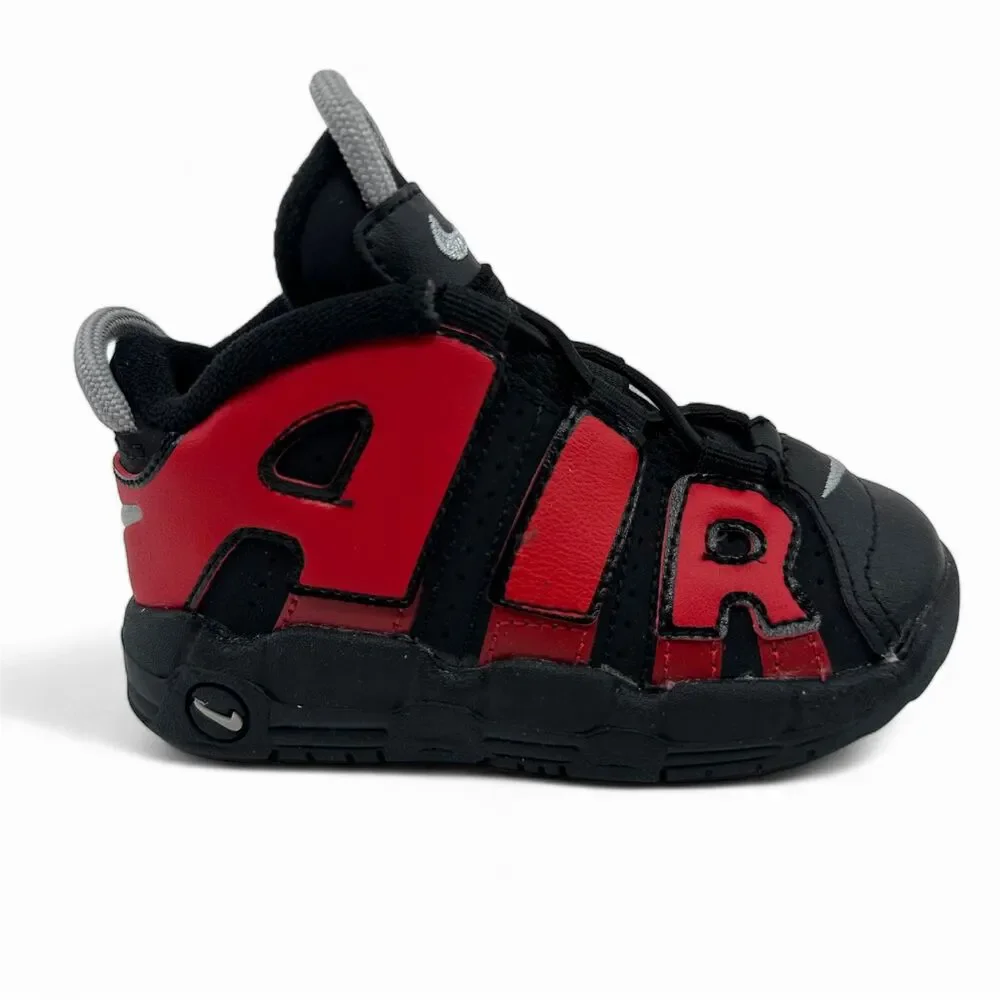 Nike Air More Uptempo TD Black University Red Baby Toddler Athletic Sneaker